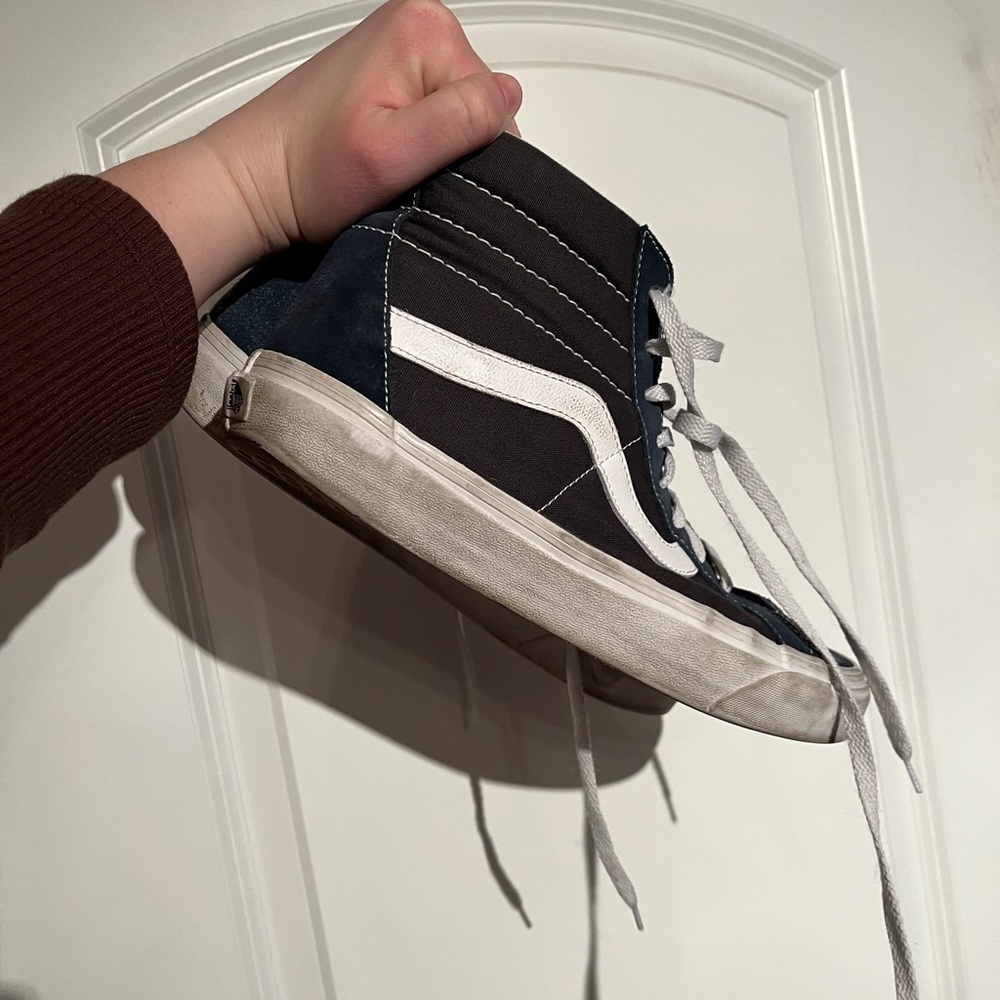 Blue and green High top vans